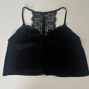 Black Lace Trim Cami Top flowy